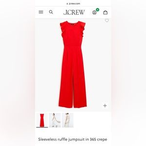 New J. Crew Sleeveless Ruffle Jumpsuit in 365 crepe, Size 4, Bright Cerise